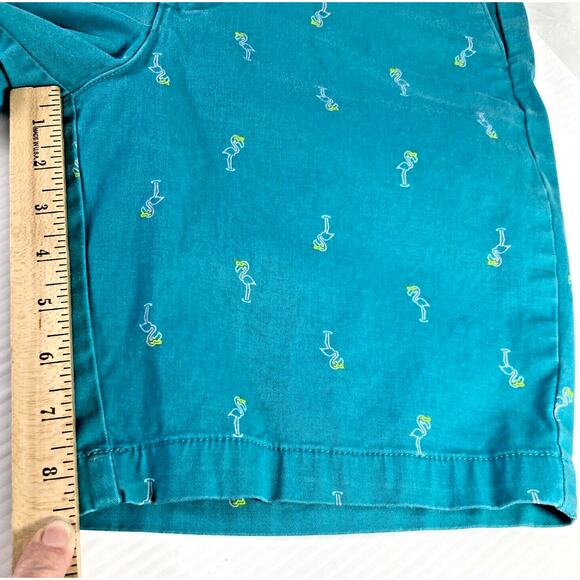 Flamingo Chino Shorts Mens 30x8.5 Teal Stretch Golf Summer Preppy Resort George - Picture 7 of 11
